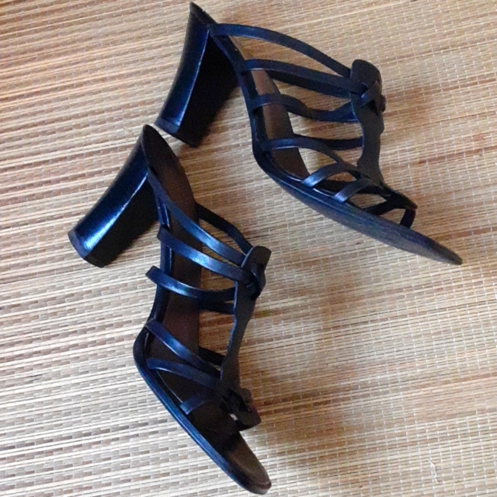 NineWes LatimeroBlackLeatherSize7.5 #Heel3.5GreatUsed Condition